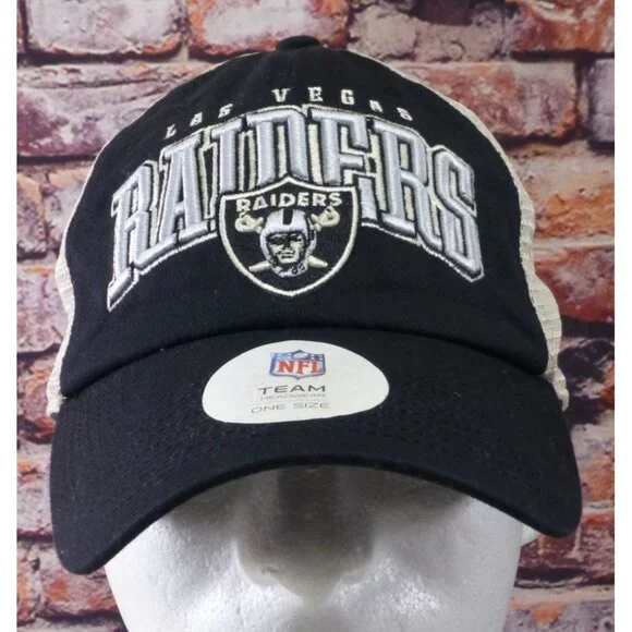 NWT Las Vegas Raiders NFL Team Headwear Black & White Trucker Hat Cap - Picture 1 of 10